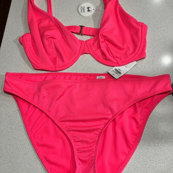 Hollister Neon Pink Ribbed Bikini XLARGE &LARGE CURVY (different sizes) - Picture 1 of 13